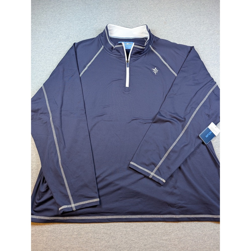 White Water Life Mens New Harbor Quarter Zip Pullover Navy Blue Marlin 3XL NWT